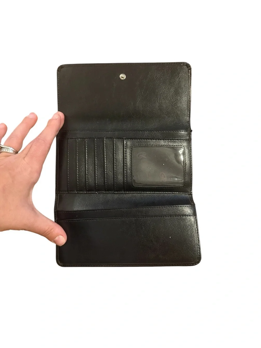 Vintage rina rich Classic Black Leather Foldover Wallet